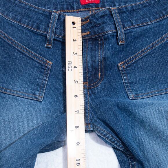 Mossimo Jeans Womens 5 - 27x26.5 Bootcut Patch Pockets Dark Blue Wash - Picture 10 of 12